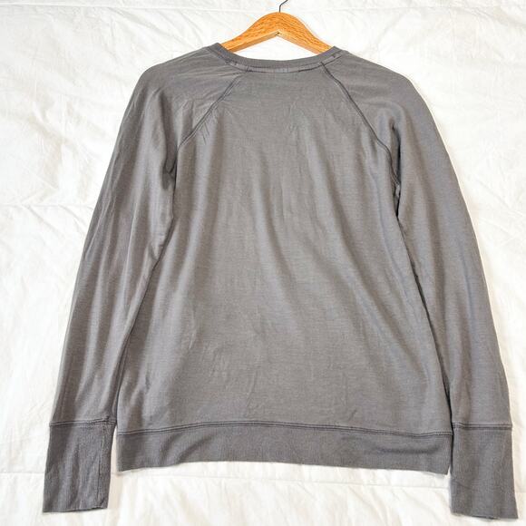 Athleta Serenity Crisscross Sweatshirt Gray Purple Long Sleeve Top Size Small - Picture 6 of 6